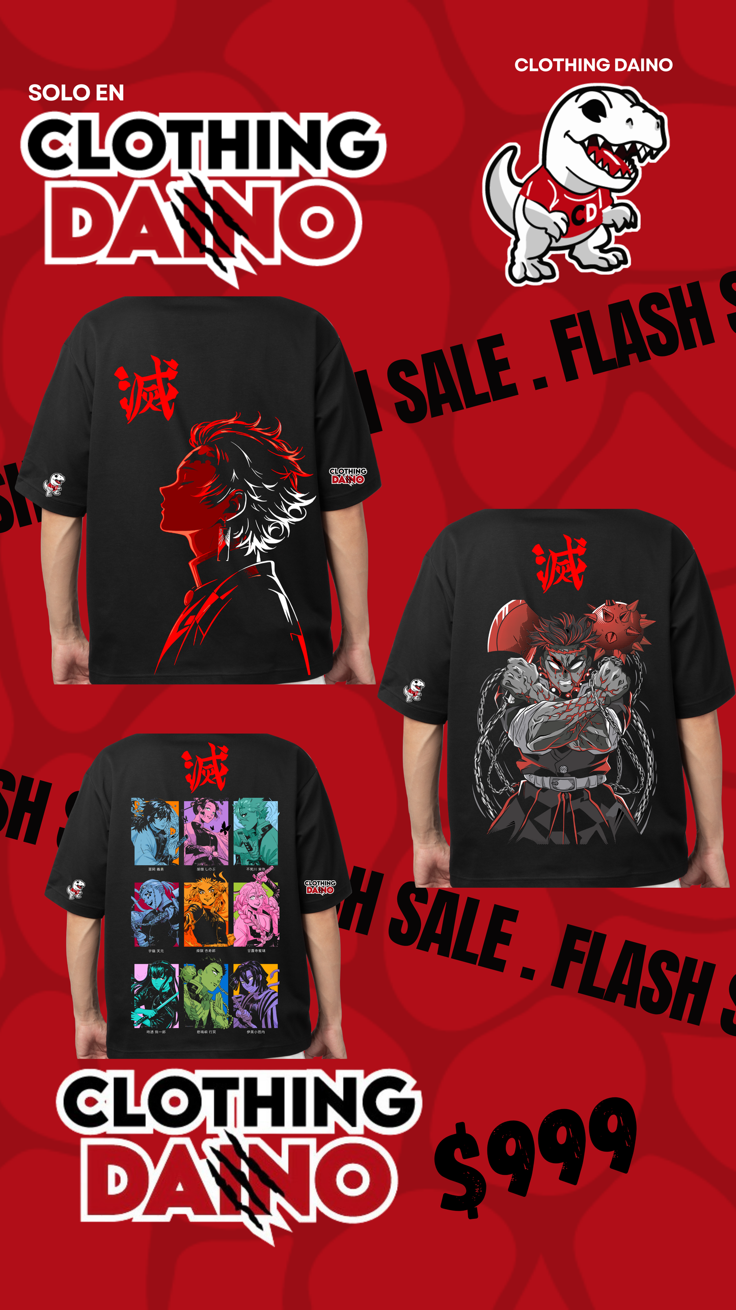 Paquete de 3pz playera personalizada demon slayer.
