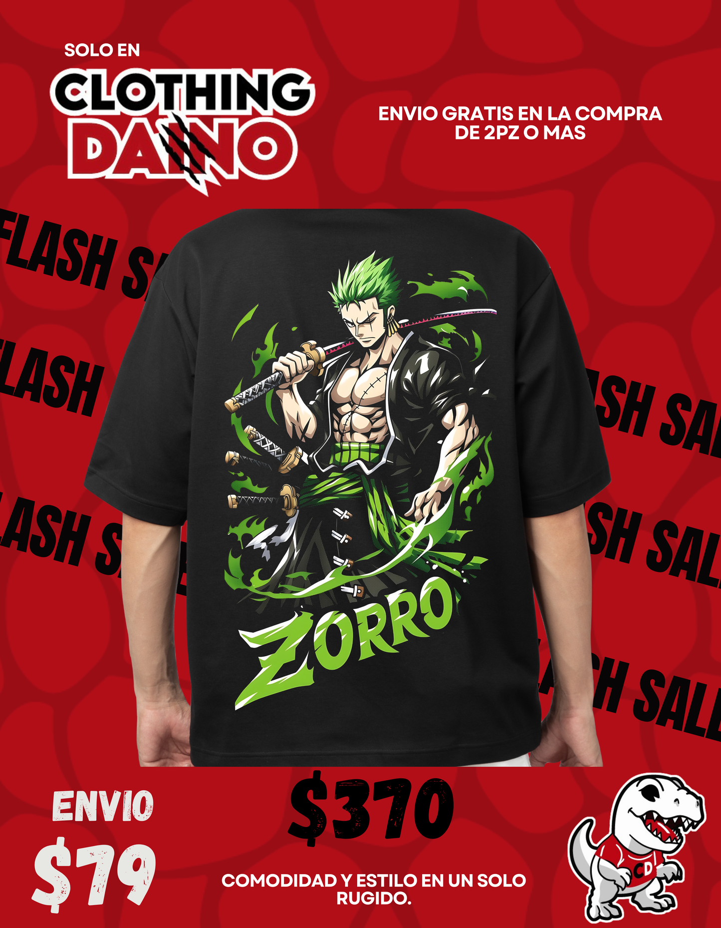 Playera Personalizada One Piece- Zorro